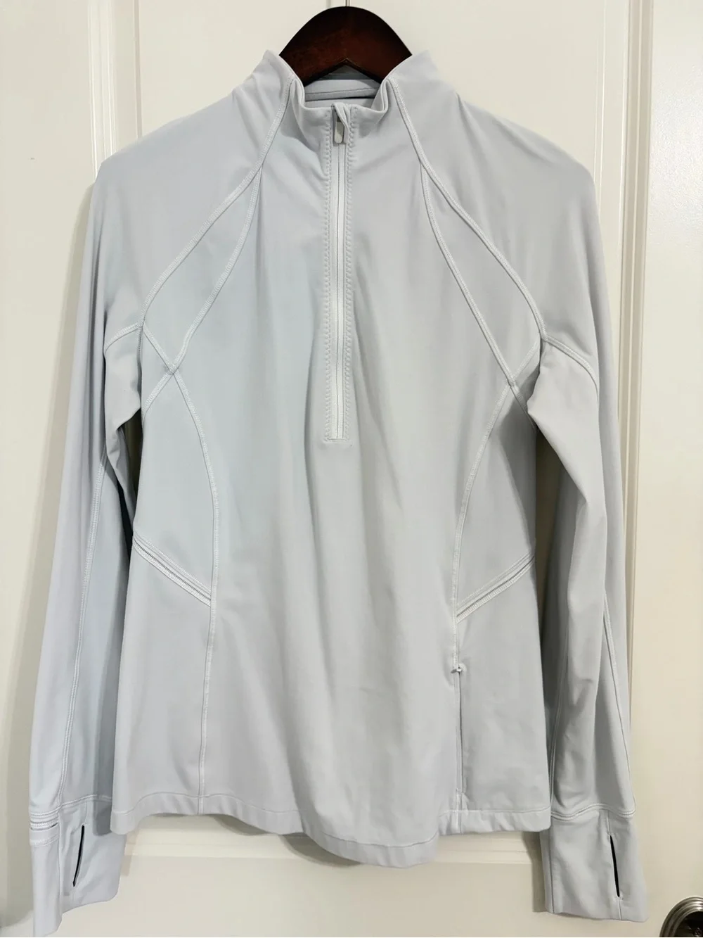 lululemon athletica Light Gray Quarter‑Zip Long‑Sleeve Top
